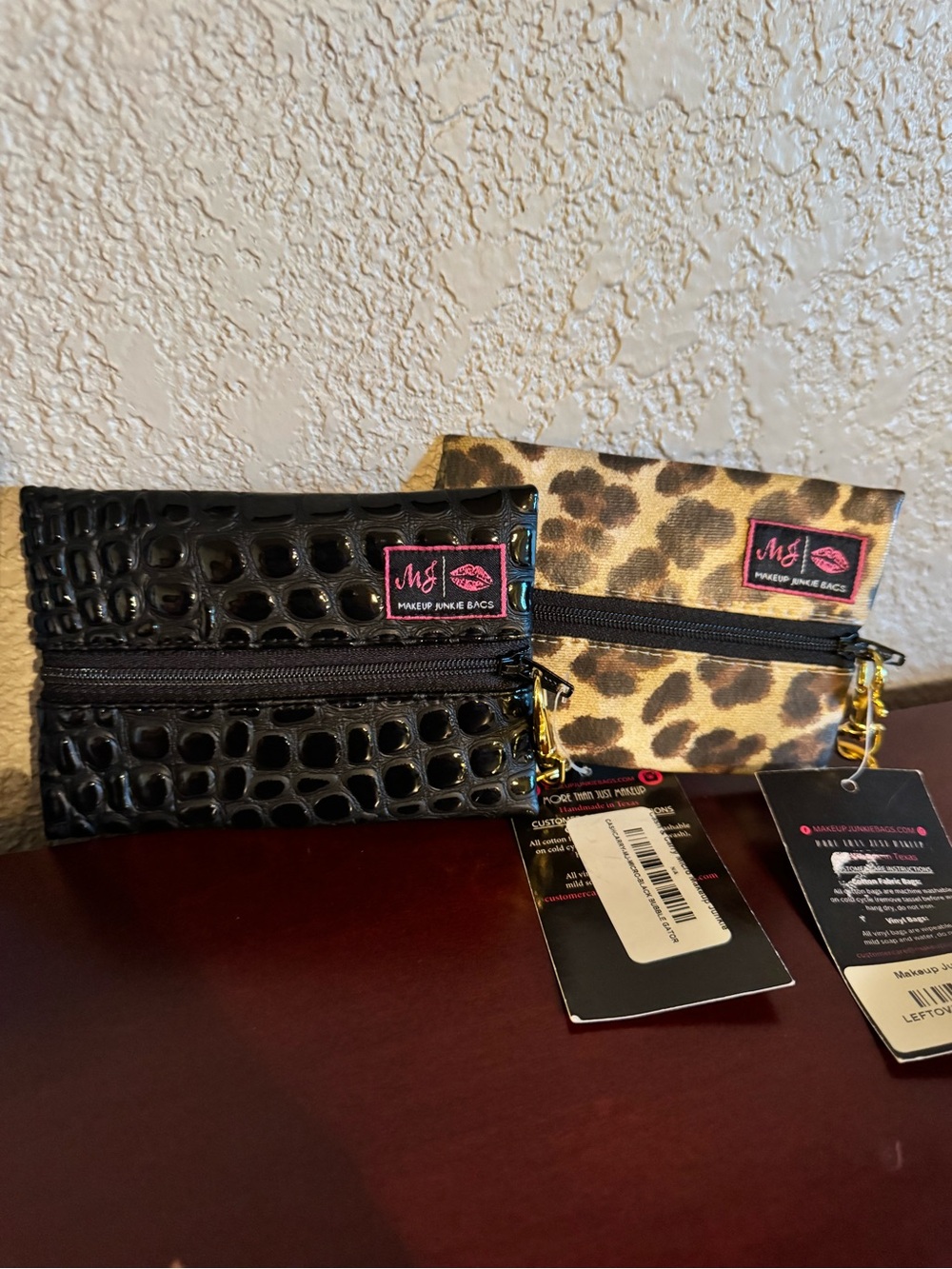 Makeup Junkie Bags Leopard and Black Bubble gator Micros